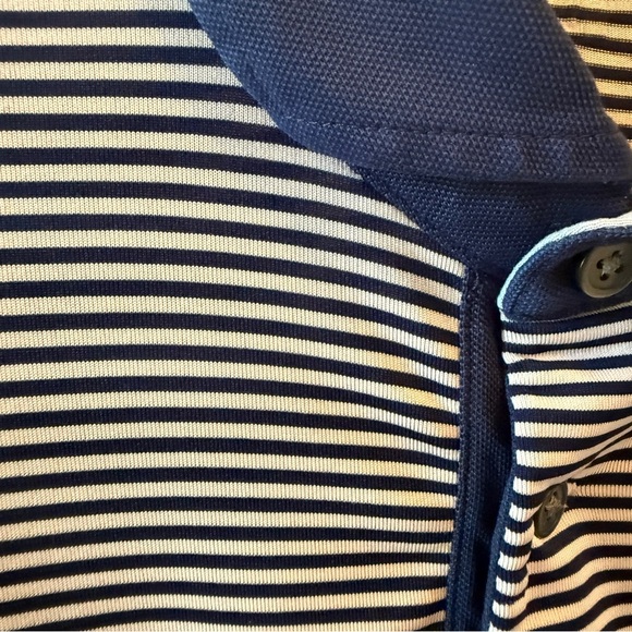 Greyson Navy and Pink Striped Polo Shirt - Picture 3 of 5